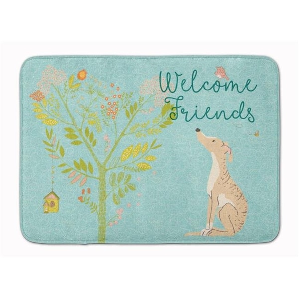 Carolines Treasures Carolines Treasures BB7591RUG Welcome Friends Brindle Greyhound Machine Washable Memory Foam Mat BB7591RUG - main